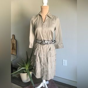 Alfani Khaki Ruffle button up Dress